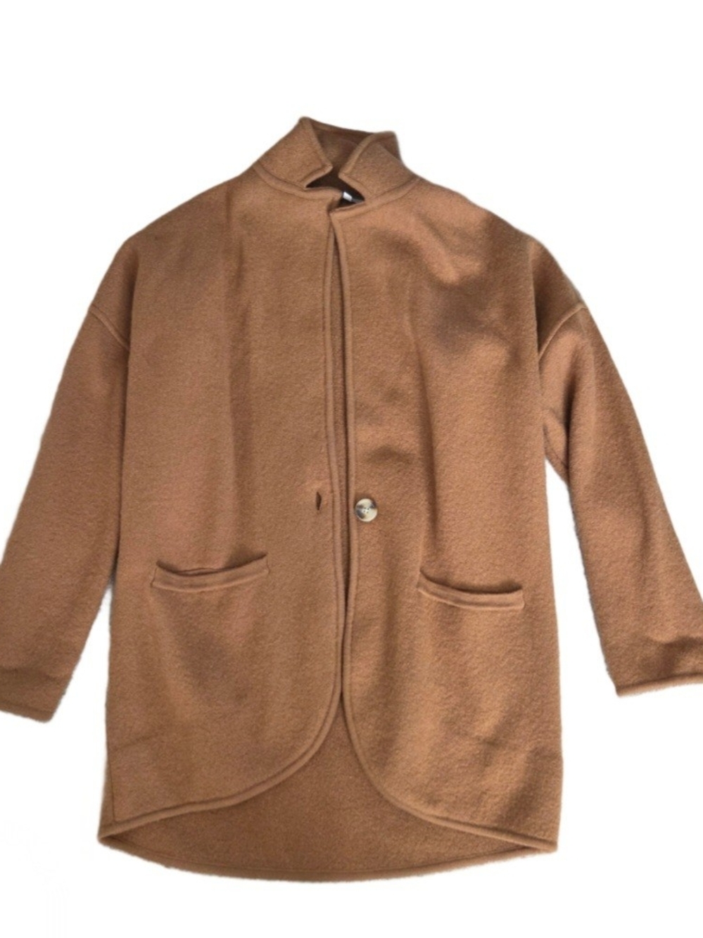 Madewell Camel Single-Button Wool-Blend Pea Coat